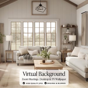 Modern Farmhouse Aesthetic, Zoom Home Office Background, Professional Virtual Background Video Conferences, Work from Home Microsoft Teams