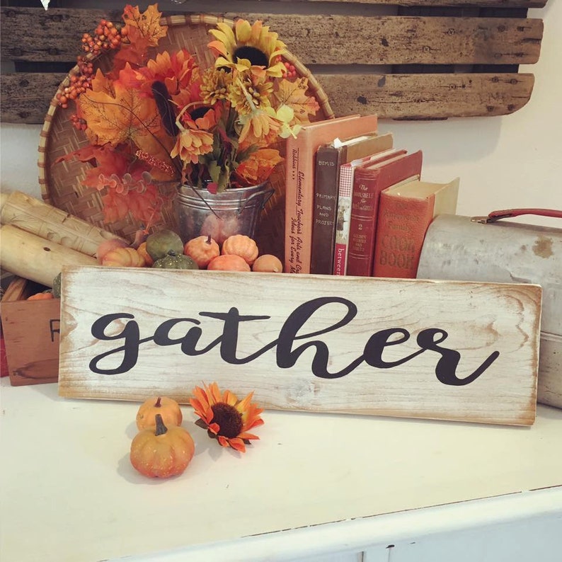 Gather Sign Fall Thanksgiving Autumn Decor Etsy