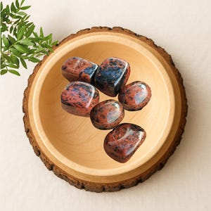 Pierre roulée cubique – Obsidienne Acajou naturelle – Ancrage, protection, équilibre émotionnel