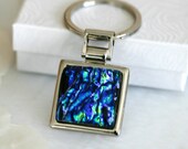 Blue Green Key Ring Dichoric Glass Key005