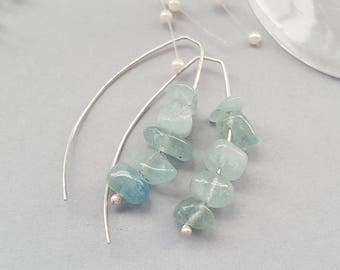 Aquamarine Chips and Silver Earrings