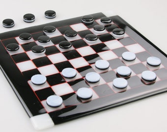 Glass Checker Board and Checkers