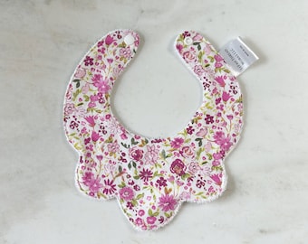 Pink Floral Mini Scalloped Bib