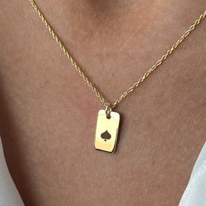 スペードのエースのネックレス · 925スターリングシルバー · トランプジュエリー · タグペンダント · かわいいネックレス · 彼女のための夏のジュエリー · 幸運のお守り