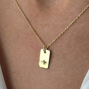 Sterling Silver Frog Tag Necklace: 18k Gold Plated Pendant