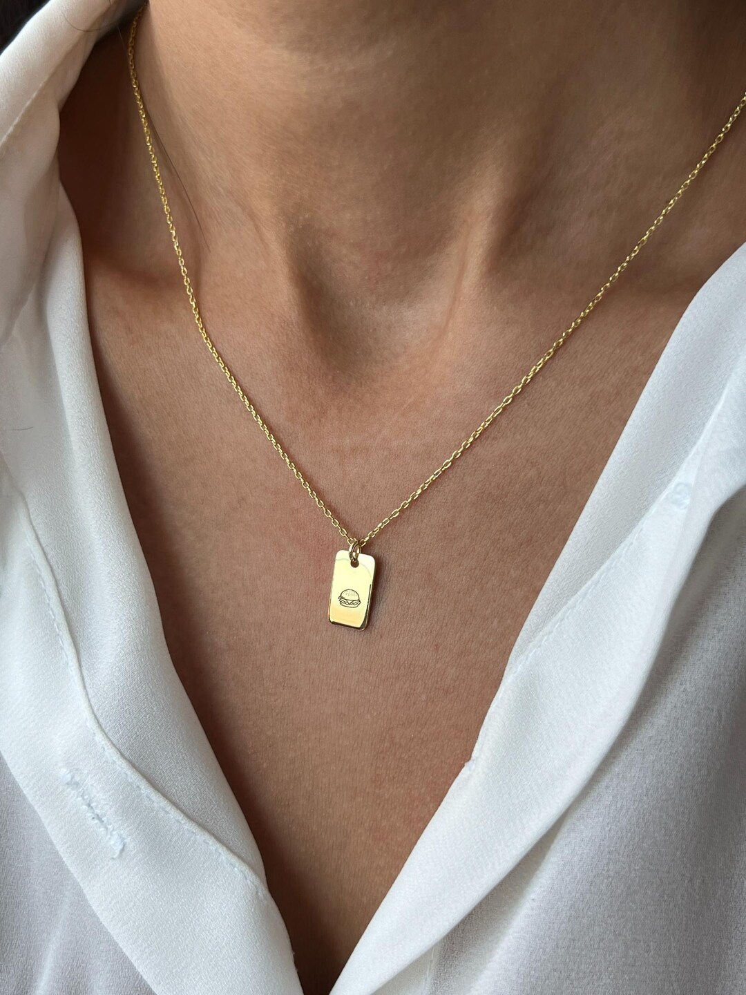 Hamburger Necklace · 925 Sterling Silver · Fast Food Jewelry