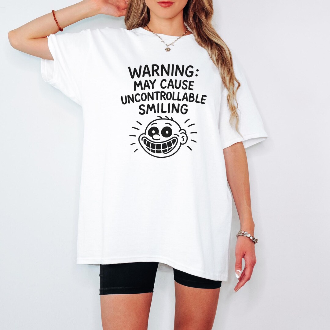 Smiley Face Warning Tee Funny Cartoon Tshirt That May Cause