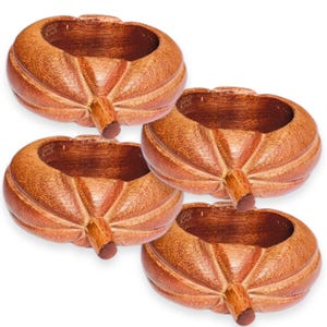 Instook Wooden Napkin Ring 4psc 1 Set Dining Accent Napkin Rings, Round Carved Design, Brown Napkin Ring Elegant Table Durable Handcrafted
