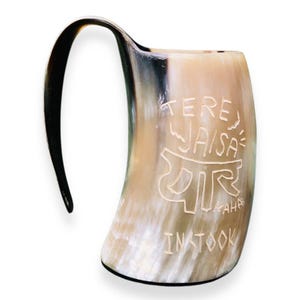 INSTOOK Viking Cup Drinking Horn Tankard Authentic Medieval Inspired Drinking Mug [500-750ML Capacity May Vary] |Unique beer mug | Horn Mug