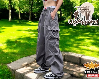 Women's Wide-Leg Cargo Pants | Trendy Streetwear with Multiple Pockets | Comfortable & Stylish High-Waist Sweatpants | Casual Everyday Wear