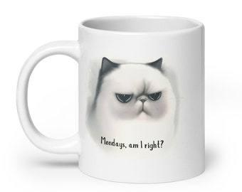 Mondays, am I right? - Grumpy Cat Mug, Funny Office Mug, Perfect Gift For Work Or Friends