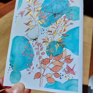 Carte de vœux - Fleur et origami Print A6