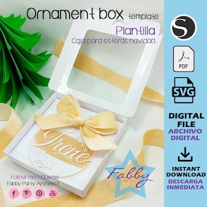 Christmas acrylic ball 7cm - box template/ Studio, SVG, PDF