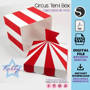 Circus Tent Box / Cutting file template - SVG, Silhouette Studio, PDF.