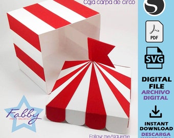 Circus Tent Box / Cutting file template - SVG, Silhouette Studio, PDF.