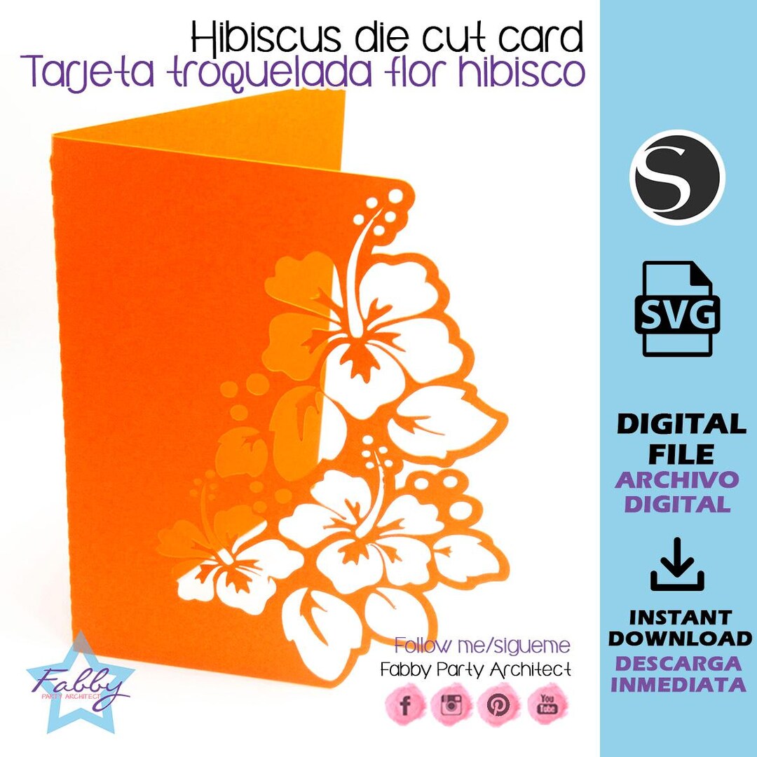 Hibiscus Die Cut Card/ Cut File SVG, Silhouette Studio. - Etsy