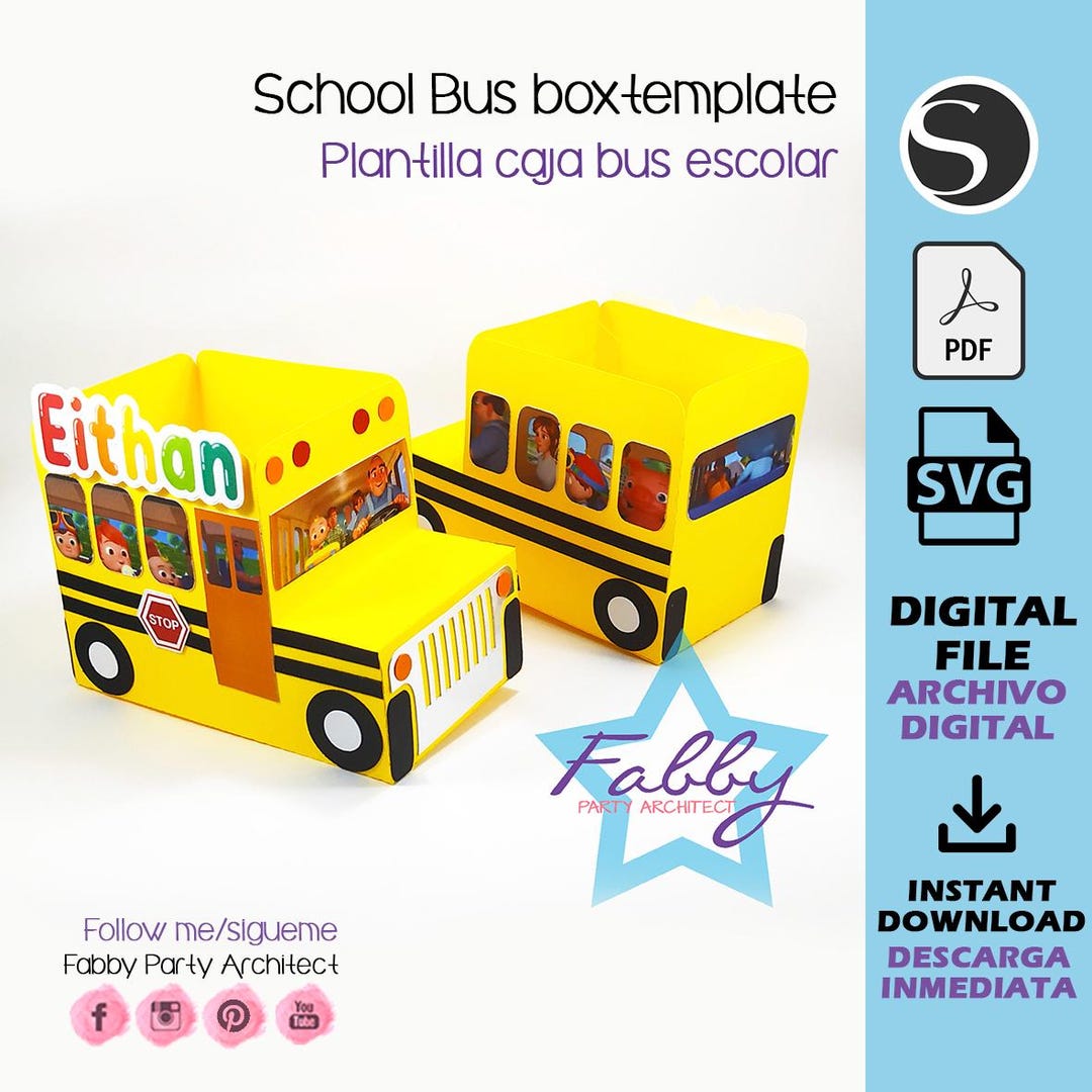 School Bus Box Template / SVG, PDF, Silhouette - Etsy