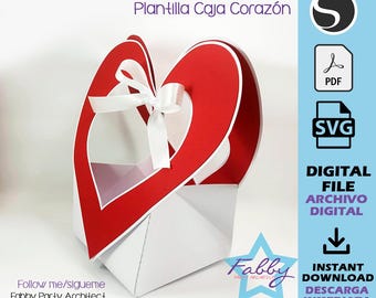 Scatola/sacchetto a forma di cuore / confezione creativa / SVG, Silhouette Studio, PDF