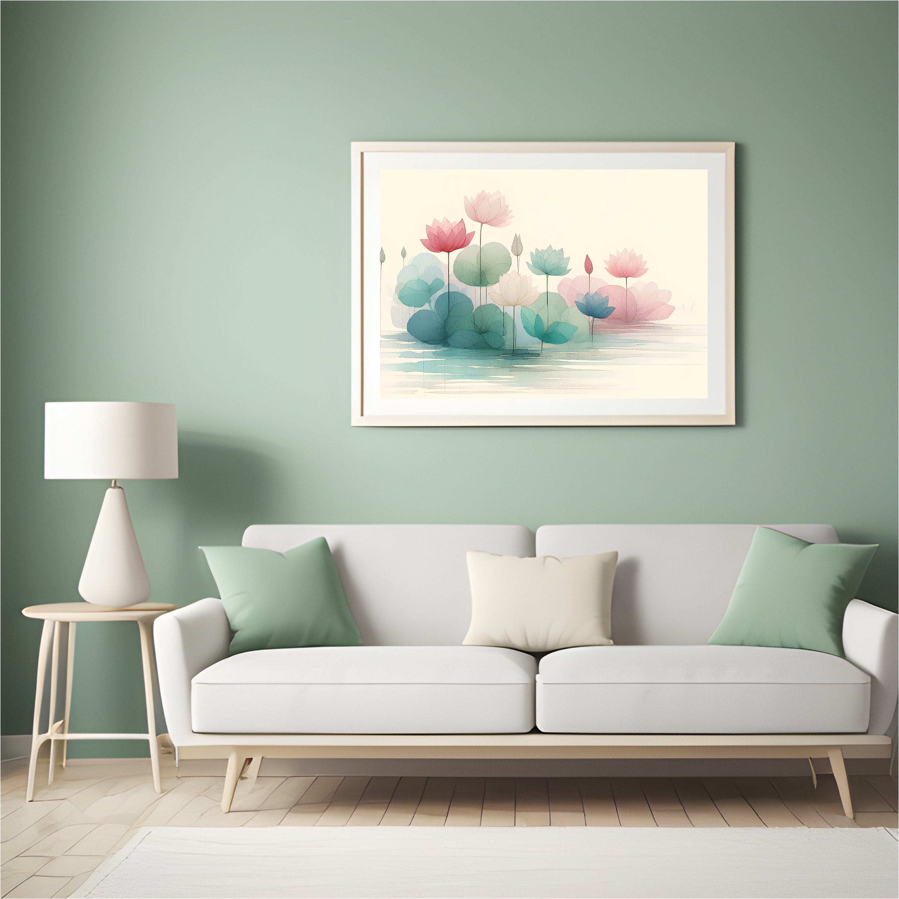 Water Lotus Flower Watercolor Painting Set of 4 | Digital Download ...