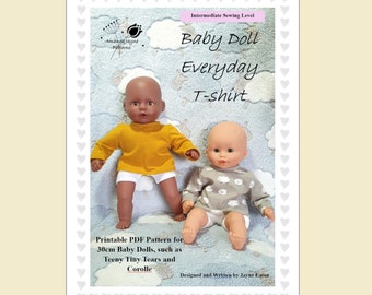 T-shirt sewing pattern for a 30cm Baby Doll such as Corolle or Teeny Tiny Tears -  PDF Sewing Pattern - Dolls Clothes Pattern