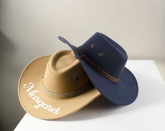 Cappello da cowboy stampato personalizzato,Cappello con testo LOGO personalizzato,Cappello in feltro per addio al nubilato,Compleanno,Cappello da sposa,Cappello da cowboy antico retrò pazzo occidentale