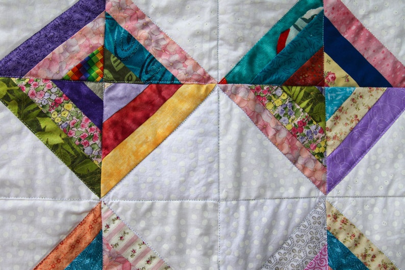 Scrappy Multi-Color Strip Quilt by MadeMarion image 3