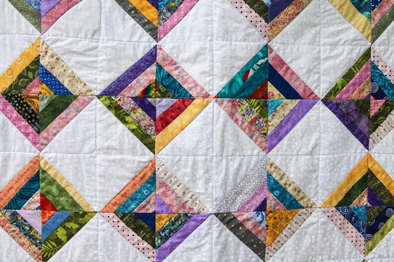 Scrappy Multi-Color Strip Quilt by MadeMarion image 2