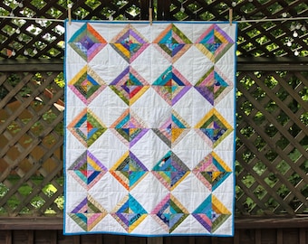 Scrappy Multi-Color Strip Quilt by MadeMarion