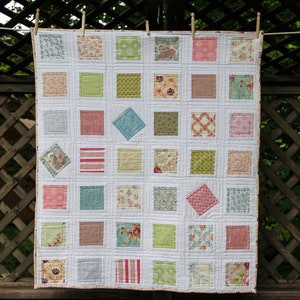 Courtepointe en patchwork de carrés et de losanges par MadeMarion image 1