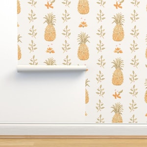 Vintage Ananas Tropischer Aquarellstil - Wieder ablösbare Tapete - Abziehen + Aufkleben oder Vorkleben