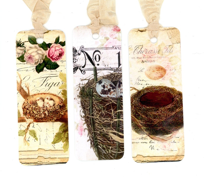 Vintage Bird Nest Bookmarks Nests and Eggs Bookmarks For Etsy