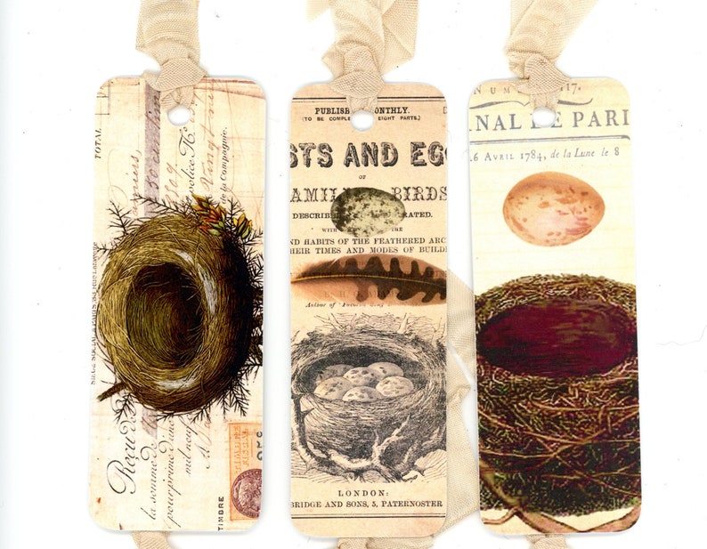 Vintage Bird Nest Bookmarks Nests and Eggs Bookmarks For Etsy