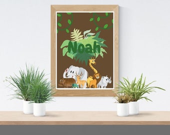 Jungle child poster / jungle poster / child / wild animals