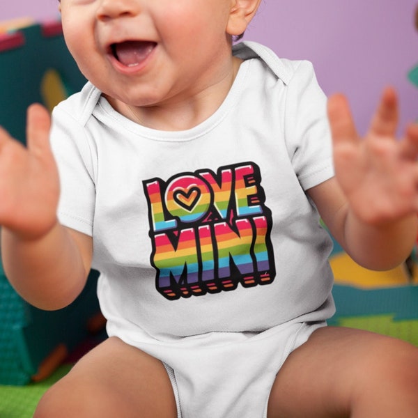 Love Mini LGBTQ+ Baby Onesie - Adorable Statement Bodysuit for the Littlest Loves, Perfect for New Parents, Baby Gift, Rainbow Onesies Gift