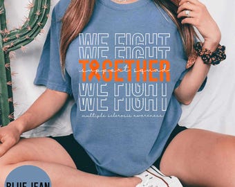 Comfort Colors® MS Awareness Shirt, Multiple Sclerosis Support Squad Tee, We Fight Together Floral Top, Orange Ribbon Gift, MS Warrior Shirt