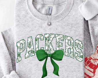 Vintage Packers Mascot Floral Toile Coquette Bow Sweatshirt, Packers Game Day Crewneck, Girly Football Fan Gift, Retro Packers Sweatshirt