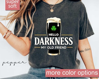 Comfort Colors® Hello Darkness My Old Friend Shirt, Vitamin G Irish Beer Tee, Funny Stout Lover Gift, Retro Guinness Fan, St Patricks Day