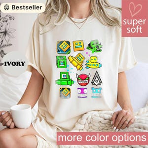 Comfort Colors® Video Game Geometry Dash Shirt, Gamer Lover Gift, Funny Gaming Graphic, Retro Platformer Icon Tee, Rhythm Gamer Dash Top