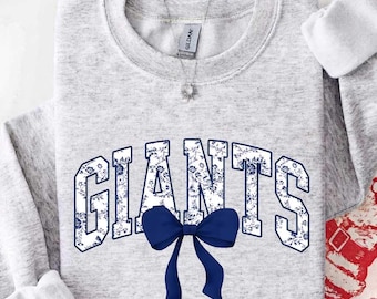 Vintage Giants Mascot Floral Toile Coquette Bow Sweatshirt, Giants Game Day Crewneck, Girly Football Fan Gift, Retro Giants Sweatshirt