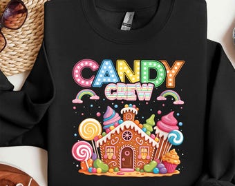 Merry Christmas Candy Crew Sweatshirt, Matching Family Xmas Shirt, Cute Holiday Squad Outfit for Boys Girls Kids, Candy Cane Team Gift
