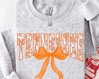 Vintage Tennessee Mascot Floral Toile Coquette Bow Sweatshirt, Tennessee Game Day Crewneck, Football Fan Gift, Retro Tennessee Sweatshirt