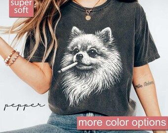 Comfort Colors® Pomeranian Smoking Shirt, Funny Dog Meme Tee, Ironic Smoking Dog T-shirt, Vintage Pomeranian Gift, Retro Graphic Dog Tee