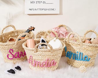 Personalized Straw Bridesmaid Bag, Custom Beach Tote, Bachelorette Party Gift Basket, Wedding Handheld Purse