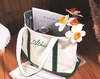 Embroidered Canvas Tote Bag,Bridesmaid Gift Bag,Custom Tote Bag with Initials,School Bag,Beach Bag,Personalized Teacher Gift,Gift for Her
