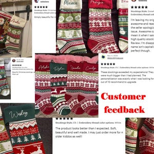 Embroidered Wool Christmas Stocking: Family Holiday Decor image 9