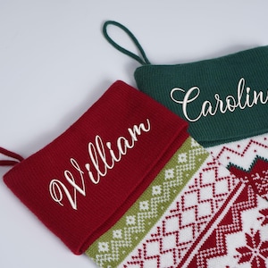 Embroidered Wool Christmas Stocking: Family Holiday Decor image 5