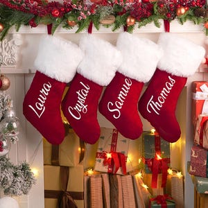 Personalized Red Plush Christmas Stocking: Custom Name Xmas Decor
