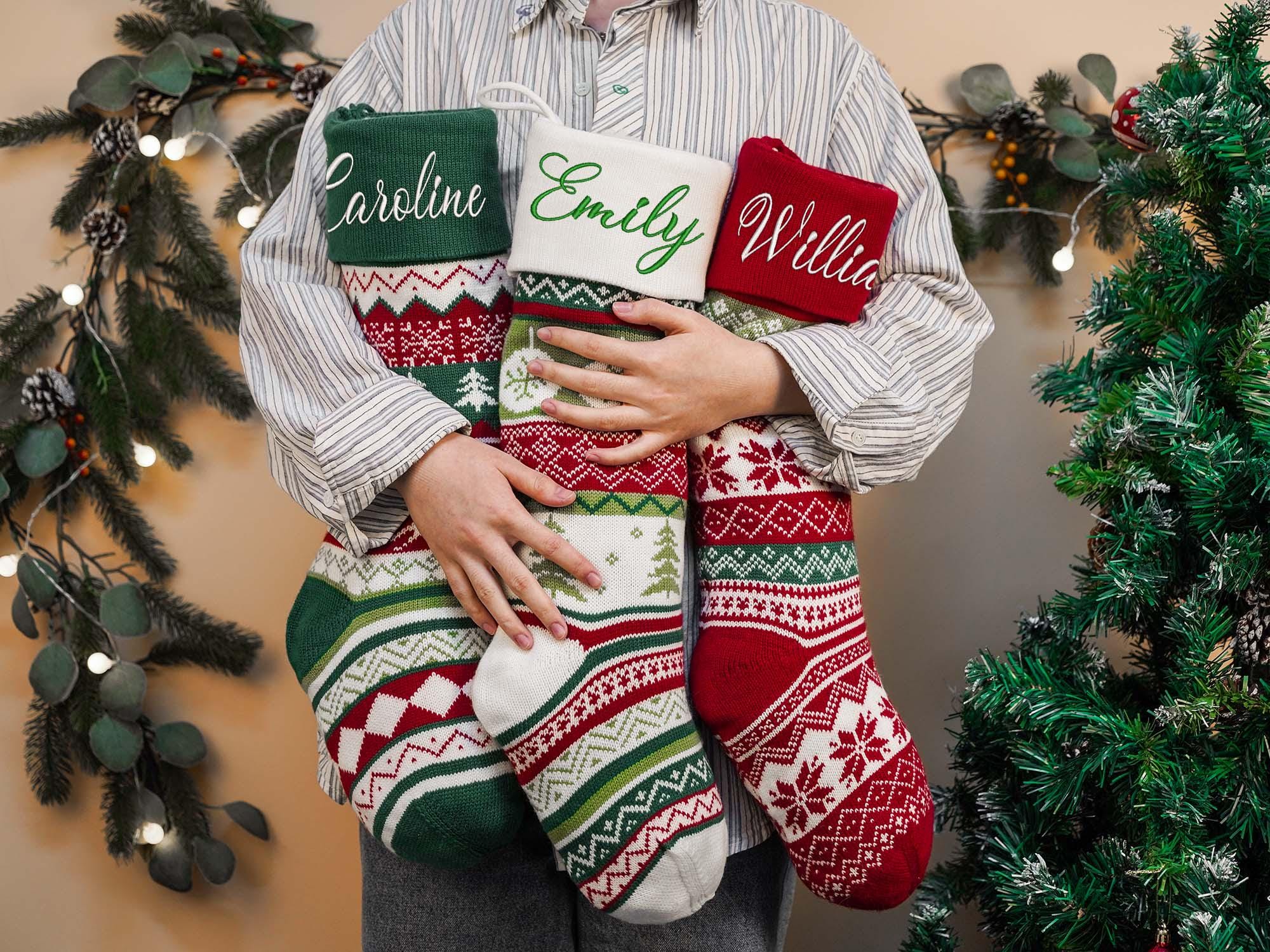 Embroidered Family Holiday Stockings,Christmas Stocking,2024 Christmas Knit Stocking,Christmas Décor,Christmas gift for family,holiday decor