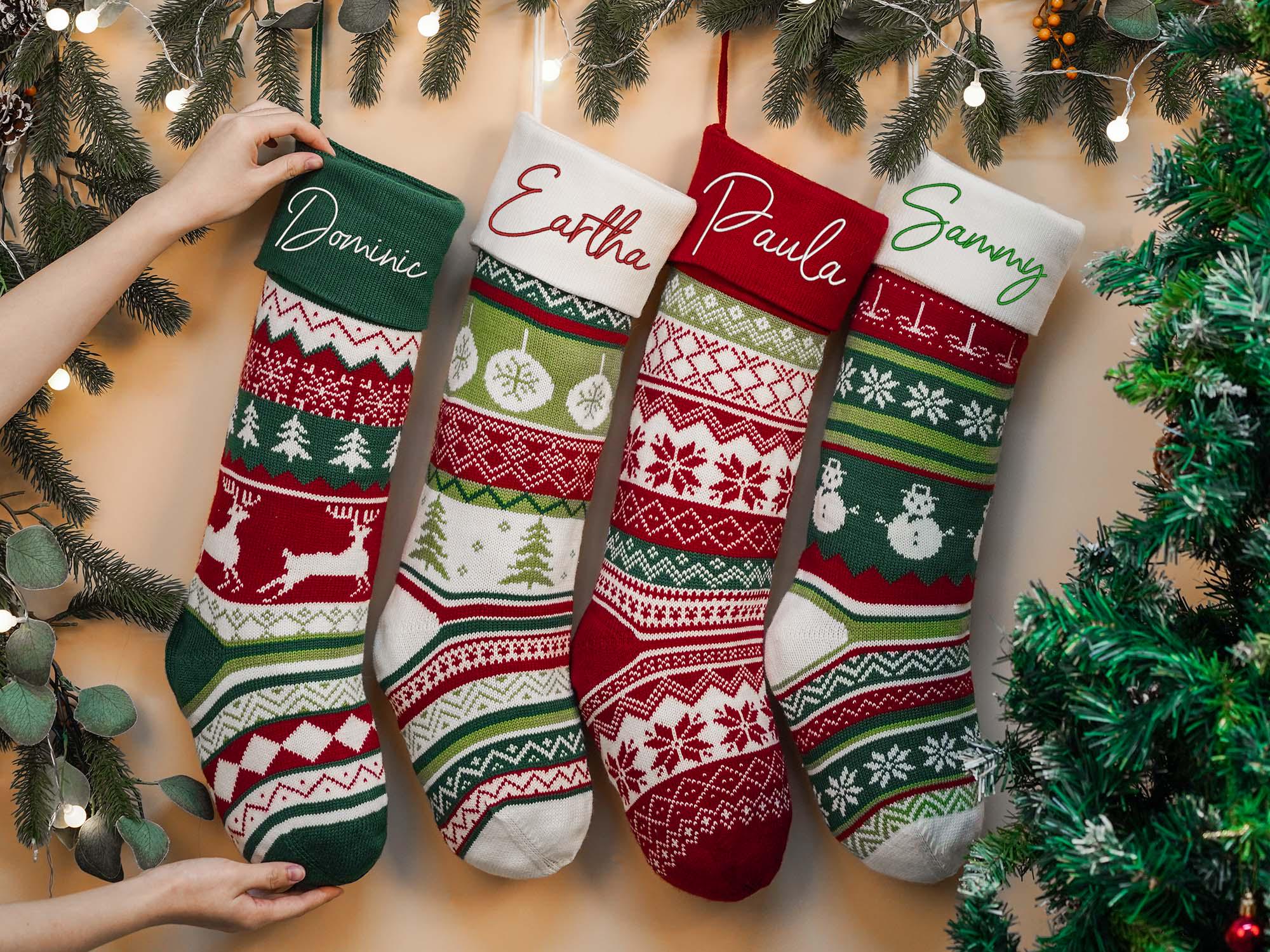 Embroidered Family Holiday Stockings,Christmas Stocking,2024 Christmas Knit Stocking,Christmas Décor,Christmas gift for family,holiday decor