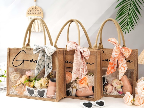 Personalized Jute Beach Tote Bag: Bachelorette Party Gift
